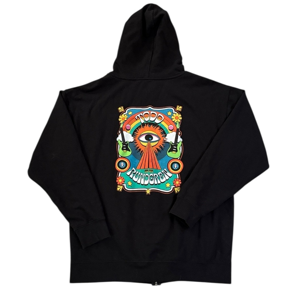 Todd Rundgren 2023 Tour Hoodie L Black Psychedelic Eye Graphic Rock Band Merch